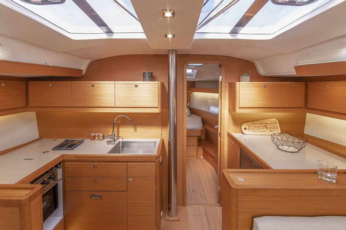 Galley of Calypso, a Dufour 430 sailboat at Municipal Unit of Rhodes, Greece
