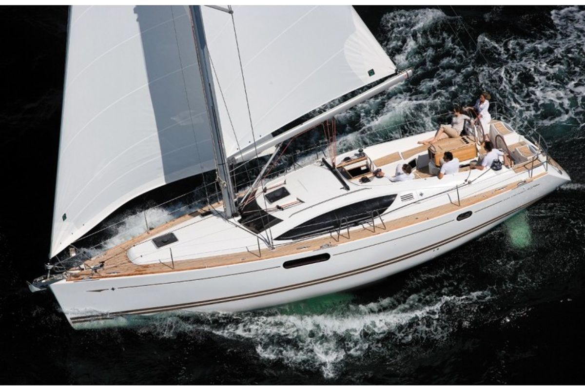 Exterior view of Sunflower, a Jeanneau Sun Odyssey 45 sailboat at Athens, Greece