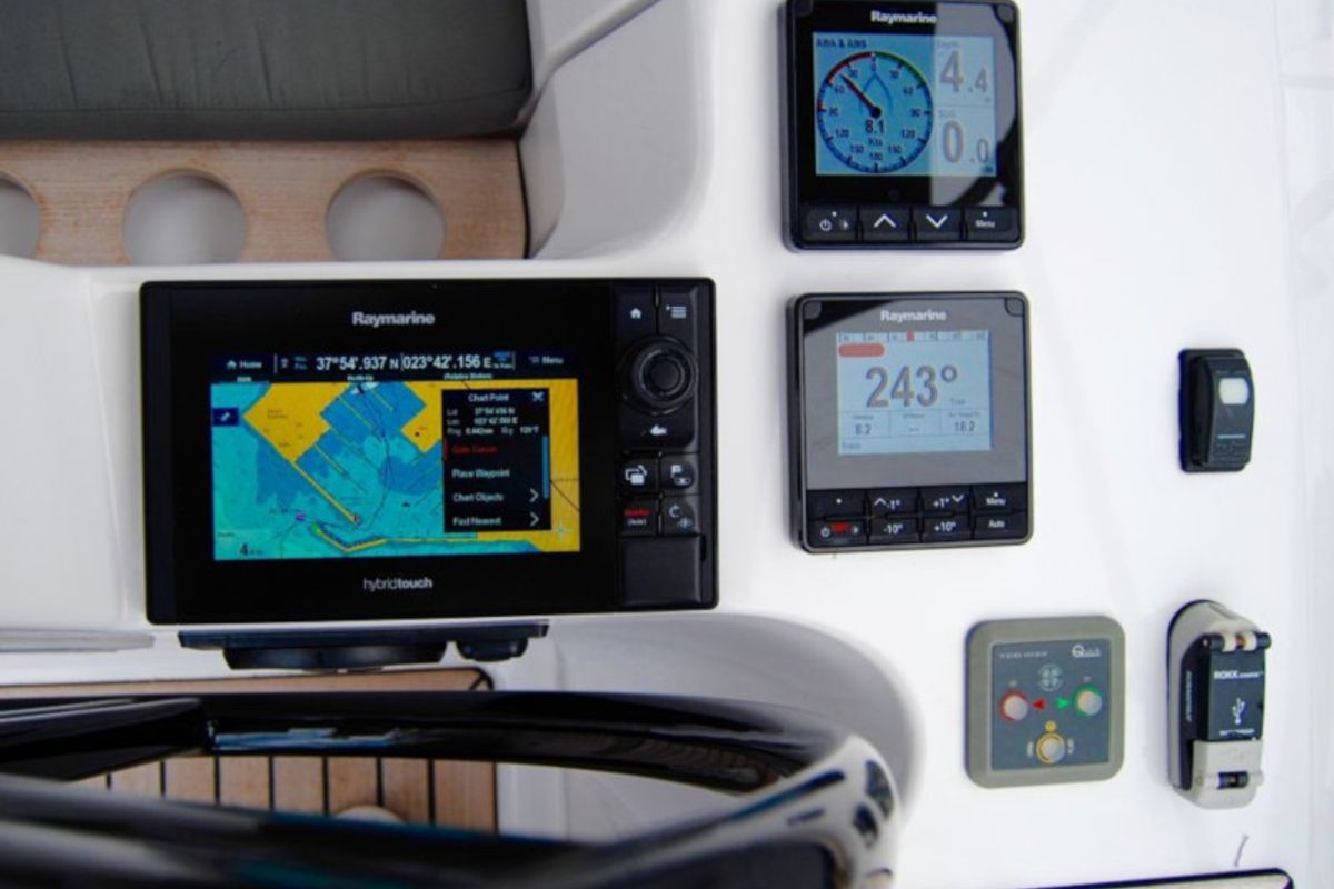 Cockpit of Rigel (Electric Heads, Inverter), a Elan Impression 45 sailboat at Athens, Greece