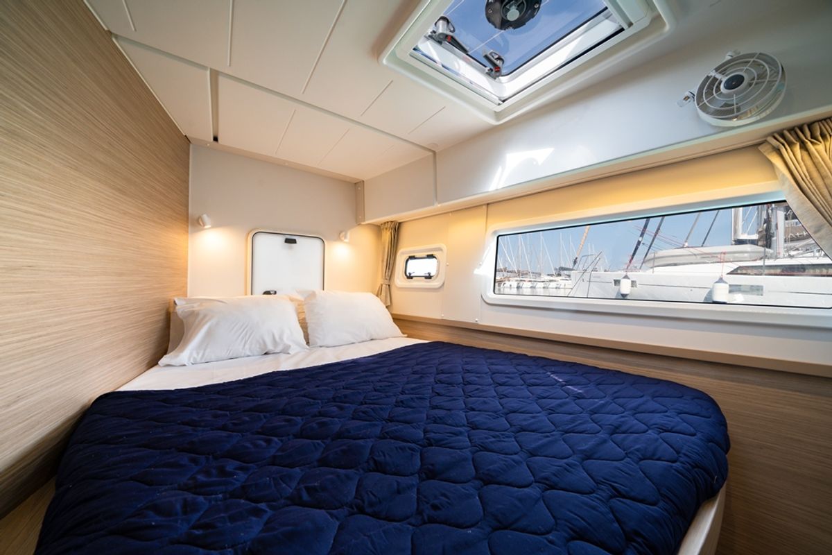 Cabin on Celena V, a Lagoon 42 catamaran at Benitses, Greece