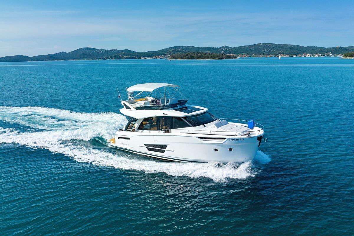 Exterior view of Chili, a Greenline 45 Fly yacht at Grad Biograd na Moru, Croatia