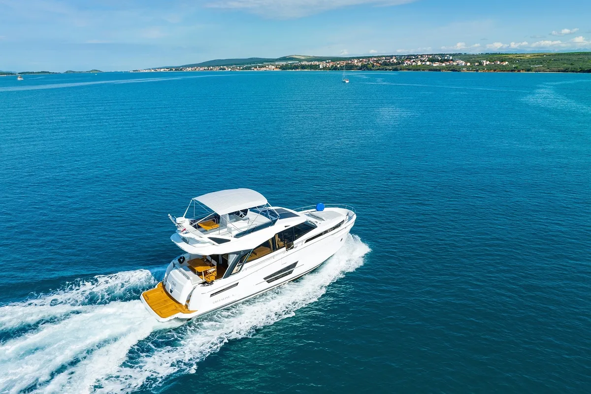 Exterior view of Chili, a Greenline 45 Fly yacht at Grad Biograd na Moru, Croatia