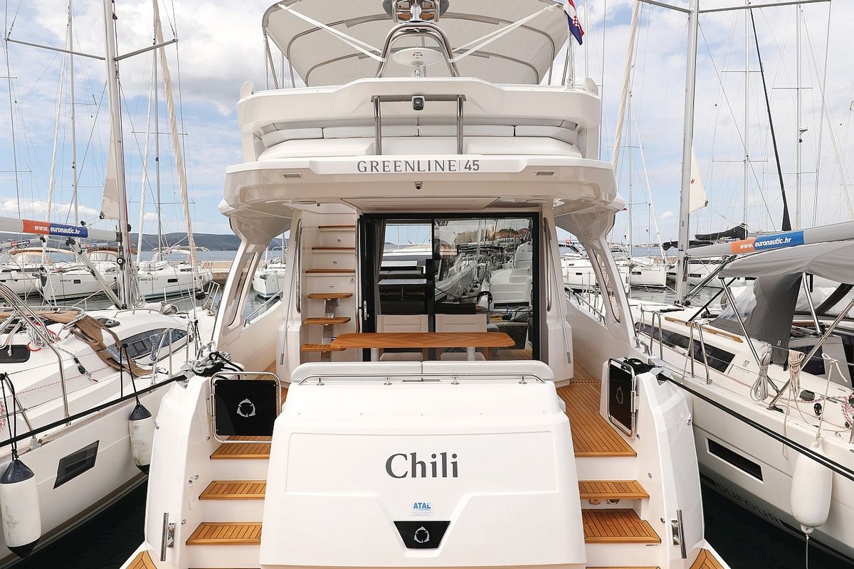 Exterior view of Chili, a Greenline 45 Fly yacht at Grad Biograd na Moru, Croatia