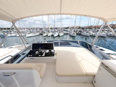 Cockpit of Chili, a Greenline 45 Fly yacht at Grad Biograd na Moru, Croatia