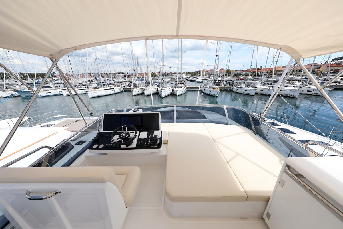 Cockpit of Chili, a Greenline 45 Fly yacht at Grad Biograd na Moru, Croatia