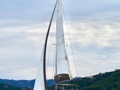 Exterior view of Orsa II, a Bali 4.6 catamaran at Cannigione, Italy
