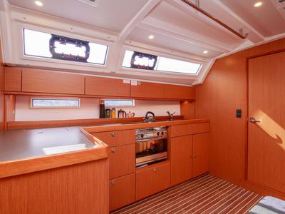 Galley of Jenga, a Bavaria Cruiser 46 sailboat at Fethiye, Turkey