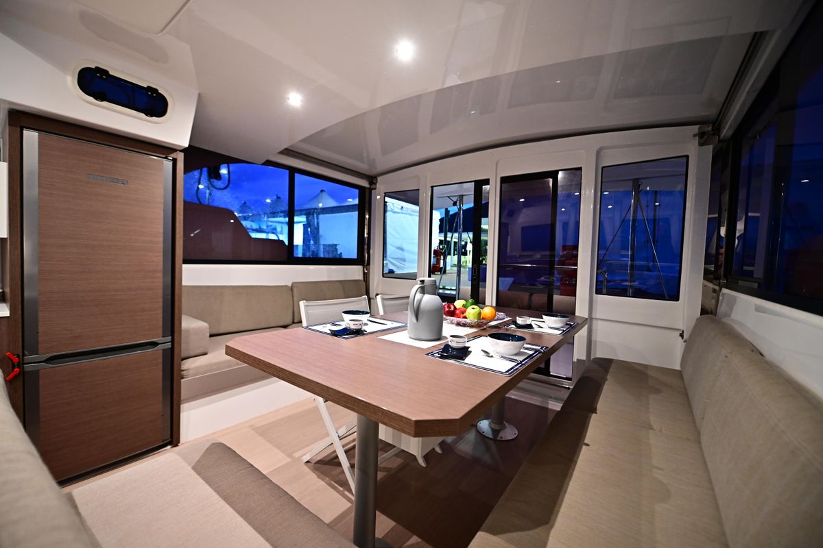 Salon of FREEDOM, a Bali Catspace catamaran at Salerno, Italy