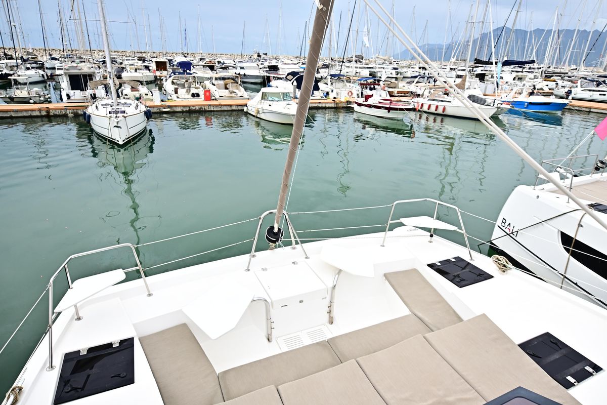 Salon of FREEDOM, a Bali Catspace catamaran at Salerno, Italy