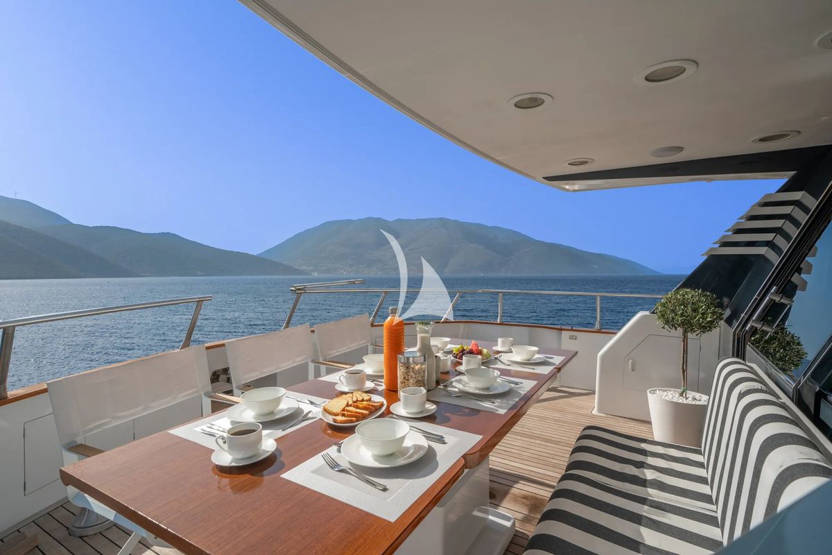 Deck of Opera, a Gulet x-reuse yacht at Sami Municipal Unit, Greece