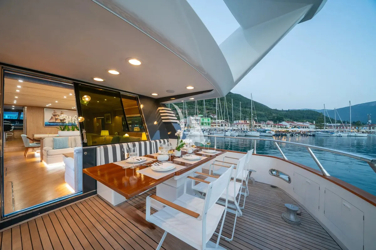 Deck of Opera, a Gulet x-reuse yacht at Sami Municipal Unit, Greece