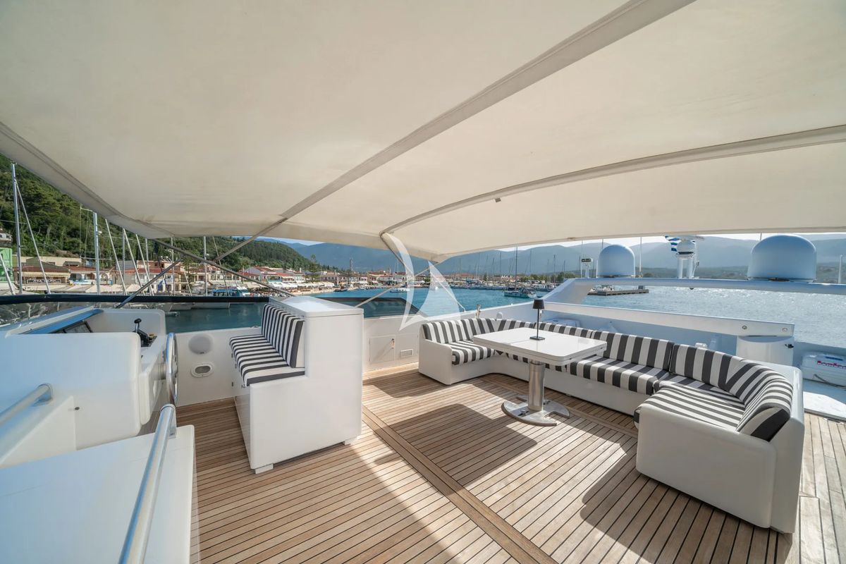 Deck of Opera, a Gulet x-reuse yacht at Sami Municipal Unit, Greece