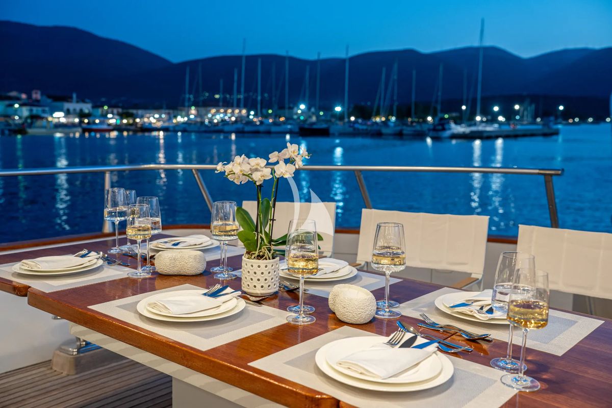 Deck of Opera, a Gulet x-reuse yacht at Sami Municipal Unit, Greece