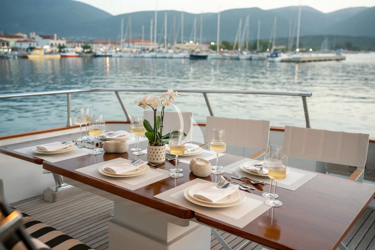 Deck of Opera, a Gulet x-reuse yacht at Sami Municipal Unit, Greece