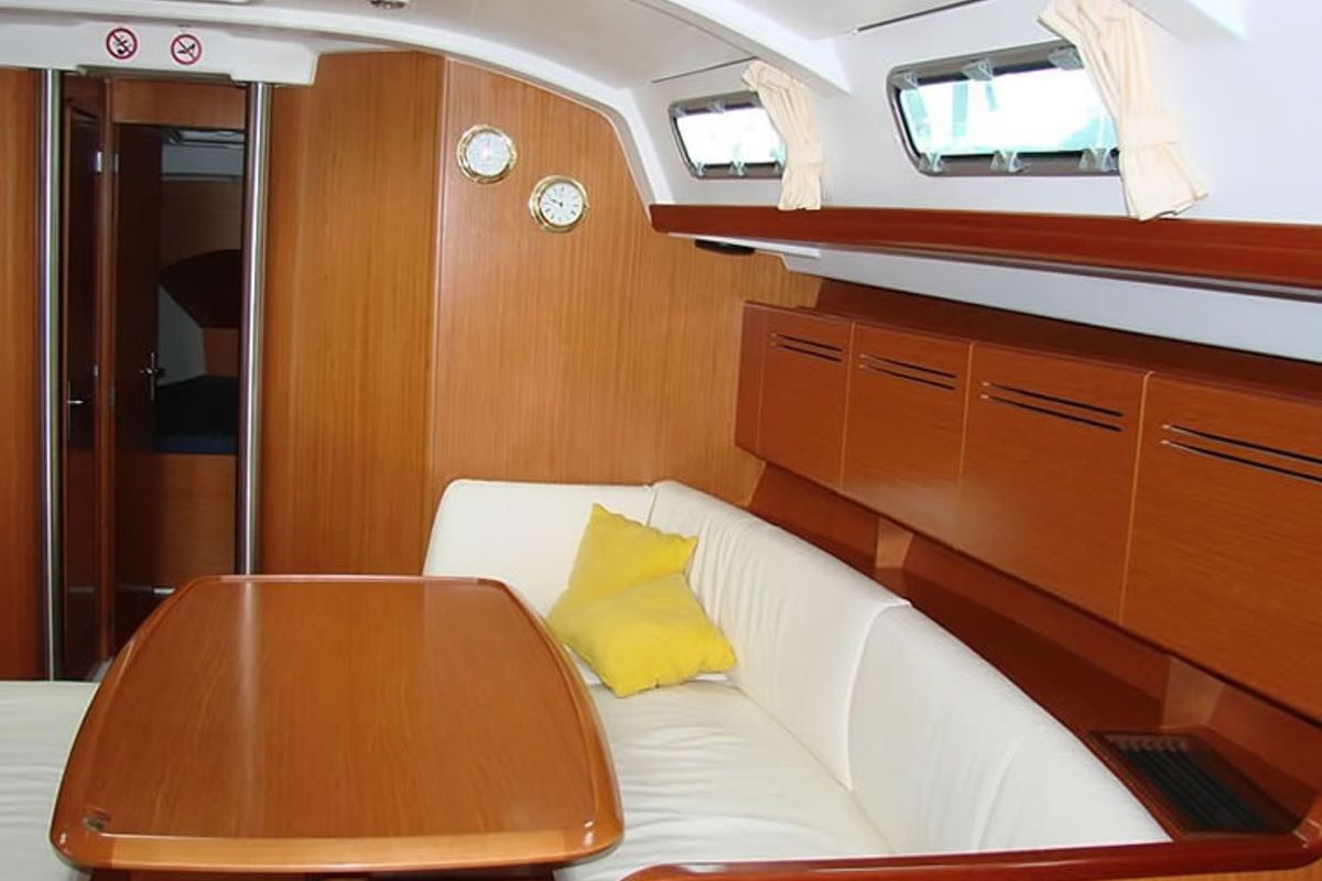Cockpit of Via Col Vento, a Beneteau Cyclades 39.3 sailboat at Milazzo, Italy