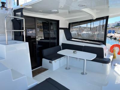Deck of Zoe, a Lagoon 42 catamaran at Lavreotiki Municipal Unit, Greece