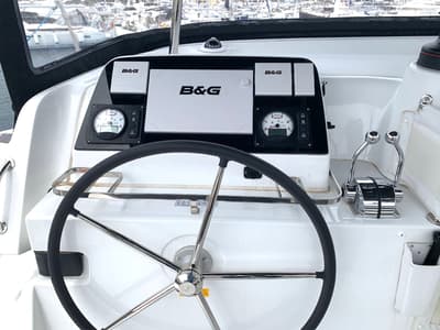 Cockpit of Zoe, a Lagoon 42 catamaran at Lavreotiki Municipal Unit, Greece