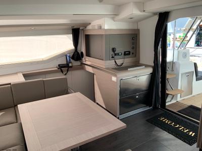 Salon of Lazuli, a Fountaine Pajot Elba 45 catamaran at Athens, Greece
