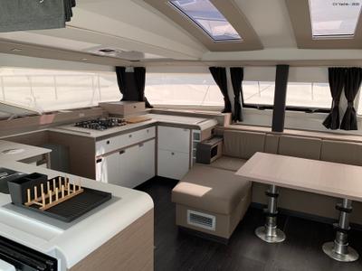 Galley of Lazuli, a Fountaine Pajot Elba 45 catamaran at Athens, Greece