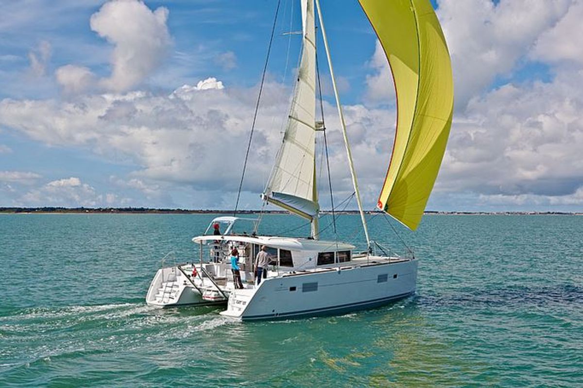 Exterior view of Ana, a Lagoon 400 S2 catamaran at Grad Kaštela, Croatia