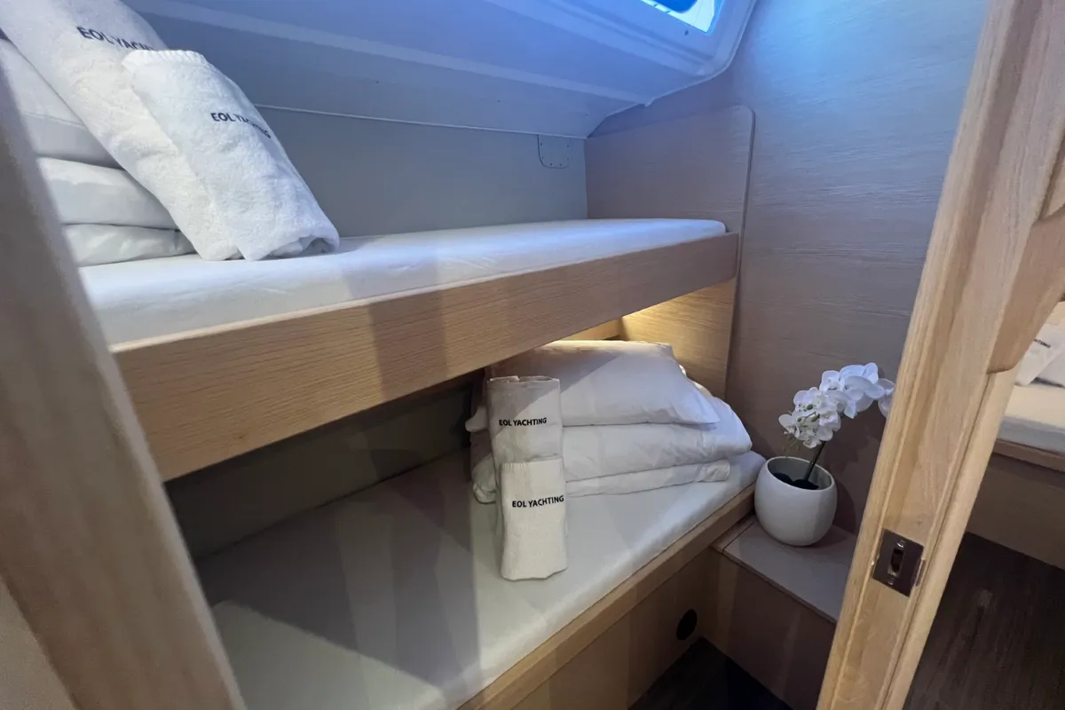 Cabin on Kaja, a Dufour 430 GL sailboat at Grad Pula, Croatia