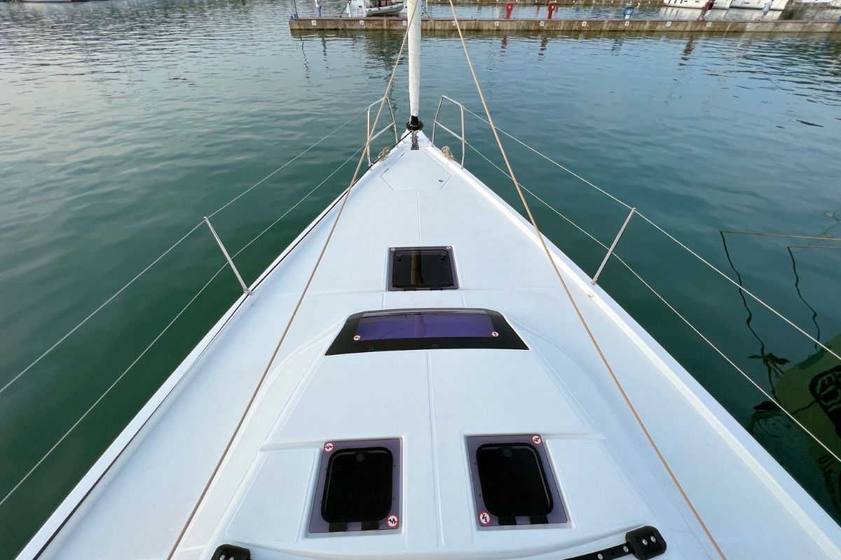 Deck of Kaja, a Dufour 430 GL sailboat at Grad Pula, Croatia