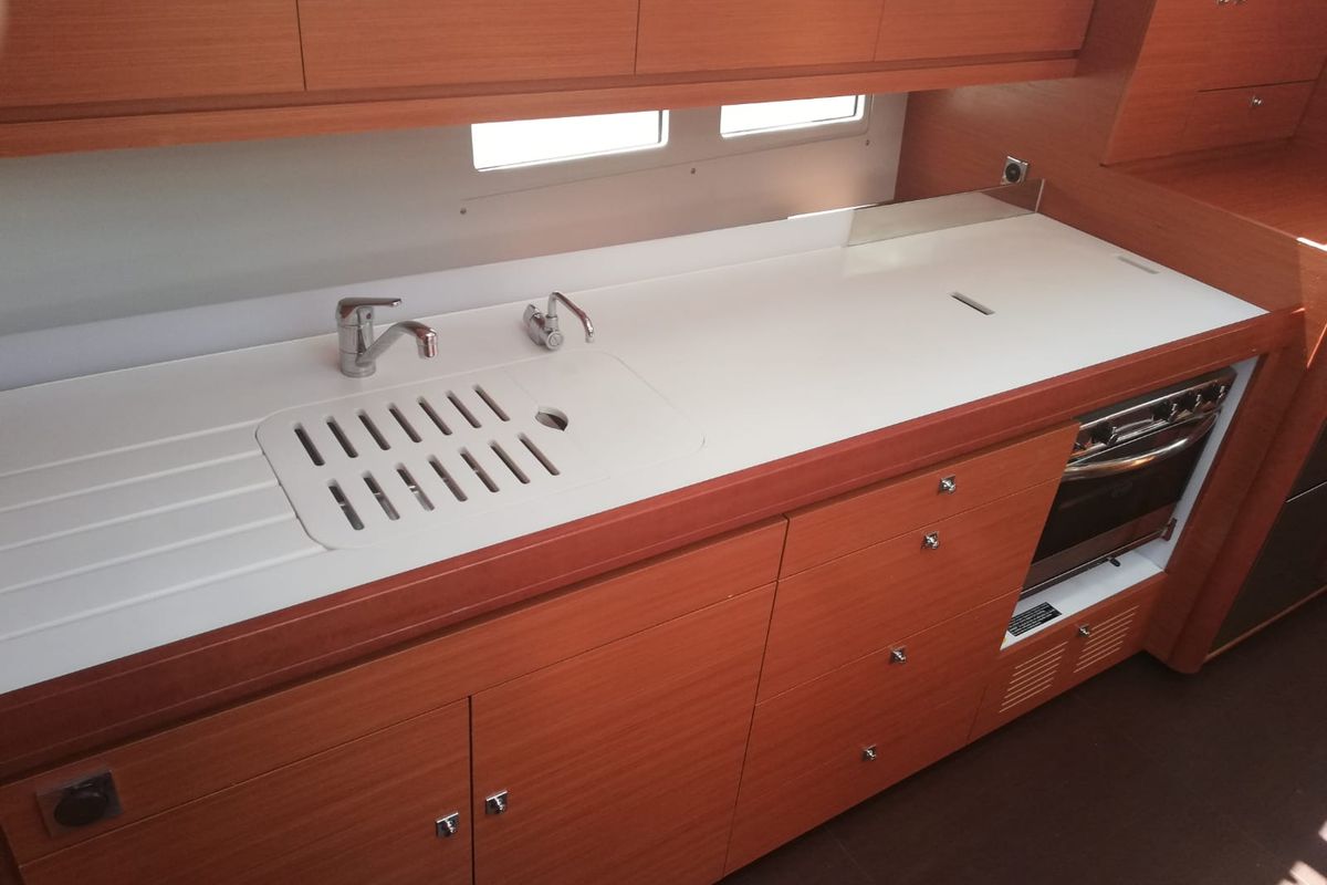 Galley of Arba, a Dufour 460 Grand Large sailboat at Općina Medulin, Croatia