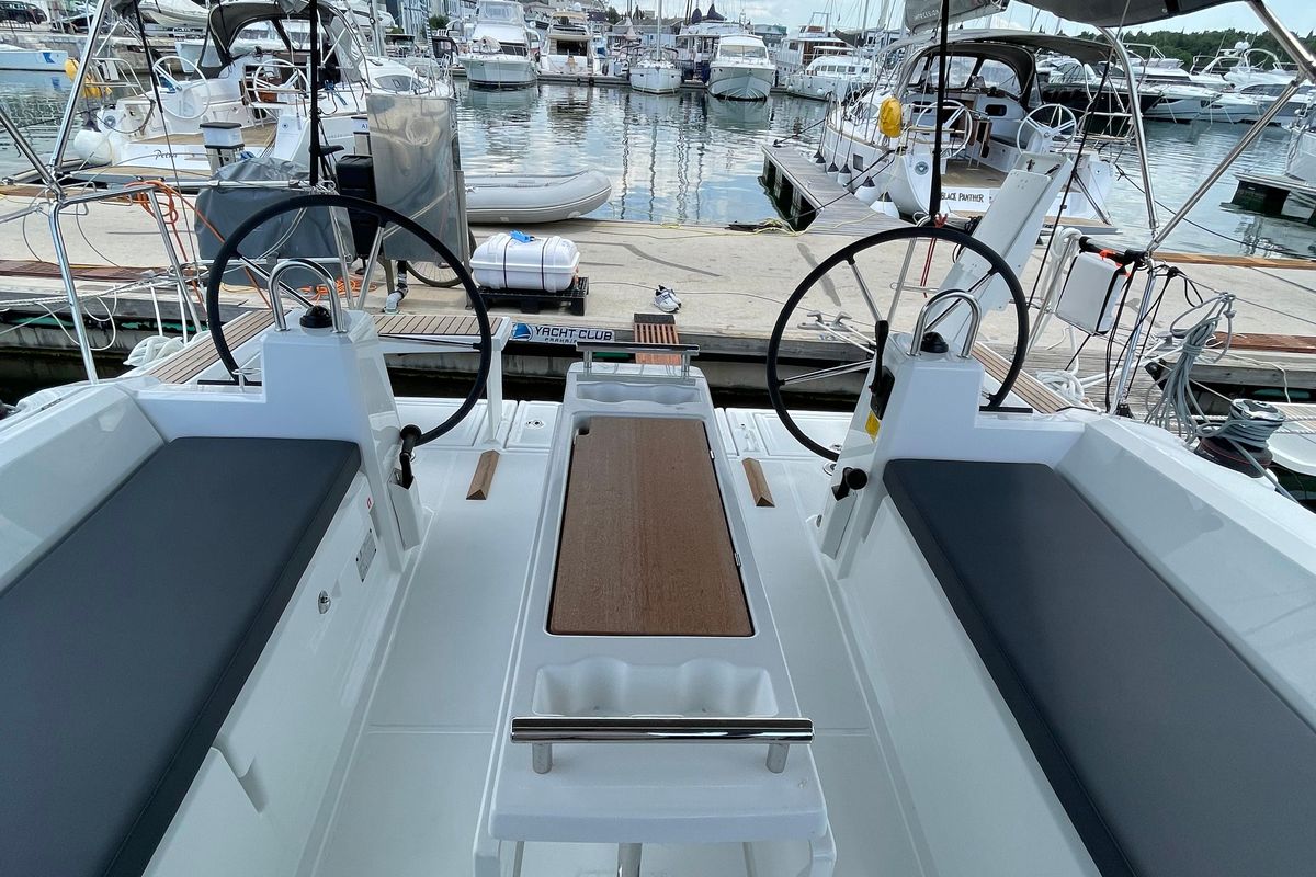 Cockpit of Cocco, a Beneteau Oceanis 38.1 sailboat at Grad Šibenik, Croatia