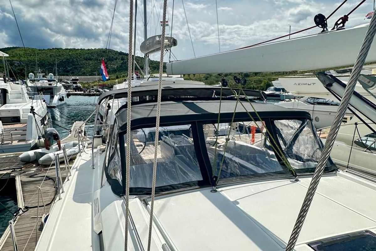 Deck of Full Moon, a Beneteau Oceanis 51.1 sailboat at Primošten, Croatia