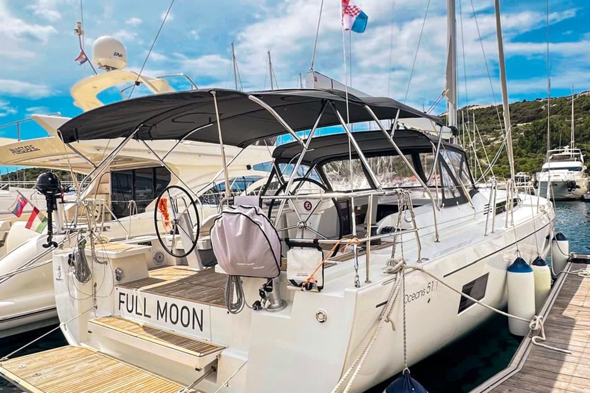 Exterior view of Full Moon, a Beneteau Oceanis 51.1 sailboat at Primošten, Croatia