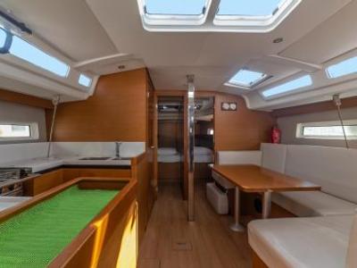 Salon of Ecume, a Jeanneau Sun Odyssey 440 sailboat at Lavreotiki Municipal Unit, Greece