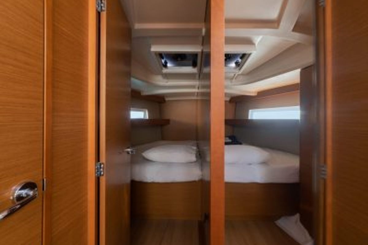 Cabin on Ecume, a Jeanneau Sun Odyssey 440 sailboat at Lavreotiki Municipal Unit, Greece
