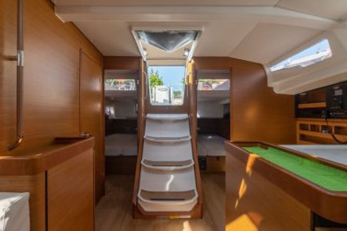 Salon of Ecume, a Jeanneau Sun Odyssey 440 sailboat at Lavreotiki Municipal Unit, Greece