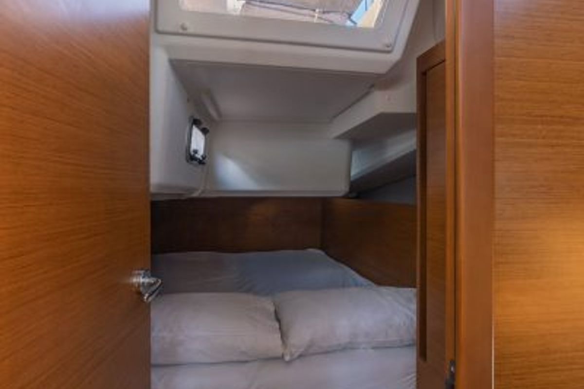 Cabin on Ecume, a Jeanneau Sun Odyssey 440 sailboat at Lavreotiki Municipal Unit, Greece