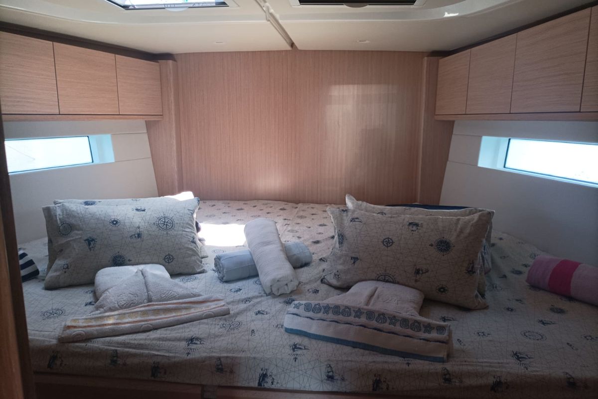 Cabin on Olimp, a Bavaria C57 sailboat at Split, Croatia
