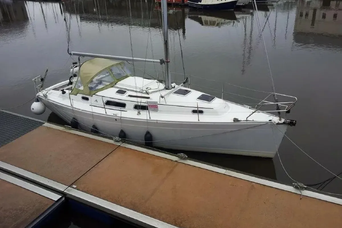 Exterior view of Tendance III, a Hanse Yachts Hanse 315 sailboat at Grimaud, France