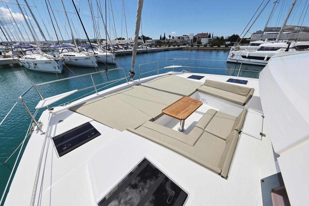 Deck of Breeze, a Bali 4.4 catamaran at Općina Sukošan, Croatia
