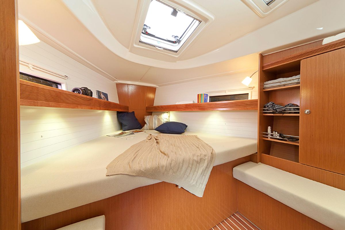 Cabin on Kiwi, a Bavaria 36 sailboat at Kalkara, Malta