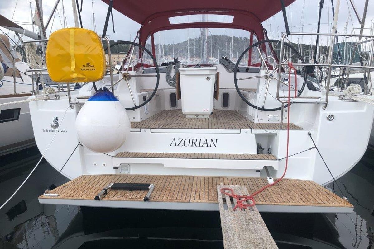 Exterior view of Azorian, a Beneteau Oceanis 40.1 sailboat at Split, Croatia