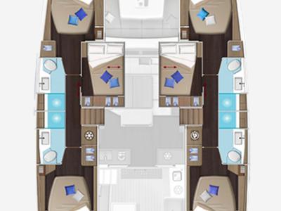 Floor plan of Escapade, a Lagoon 51 catamaran at Road Town, British Virgin Islands