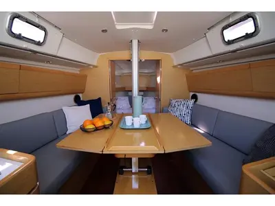 Salon of Saggitarius, a Beneteau First 35 sailboat at Jezera, Croatia