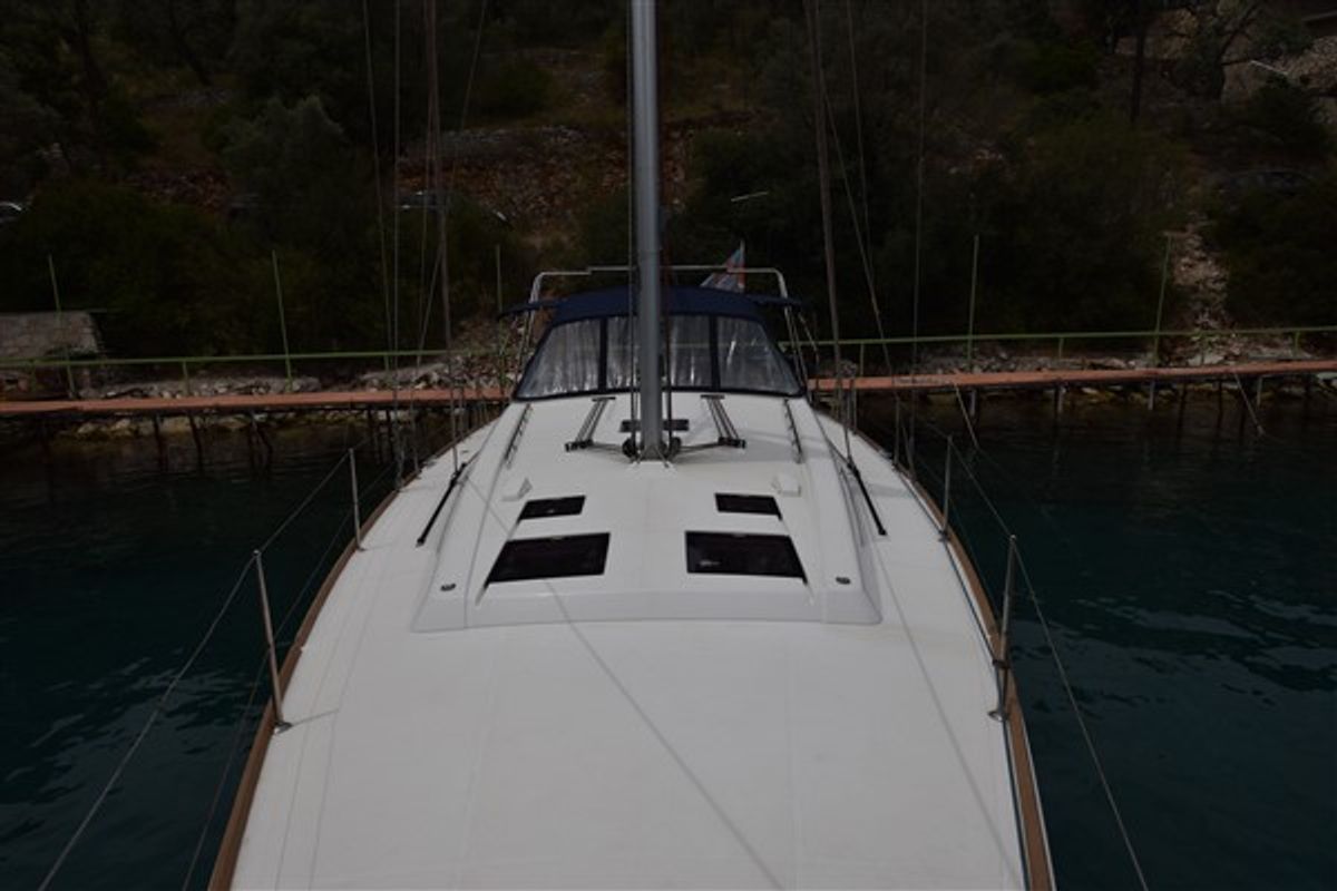 Deck of Chilli Pepper, a Beneteau Oceanis 45 sailboat at Volos Municipality, Greece