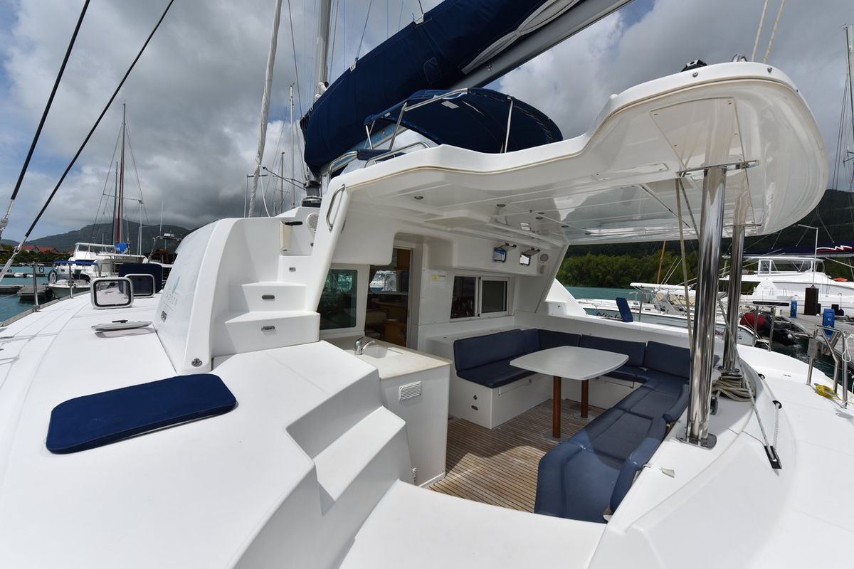Deck of Mystikal, a Lagoon 440 catamaran at Baan Salak Phet, Thailand