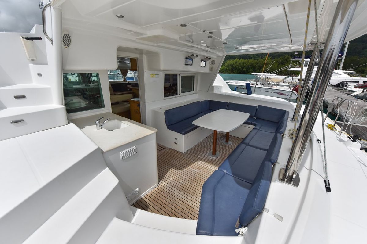 Deck of Mystikal, a Lagoon 440 catamaran at Baan Salak Phet, Thailand