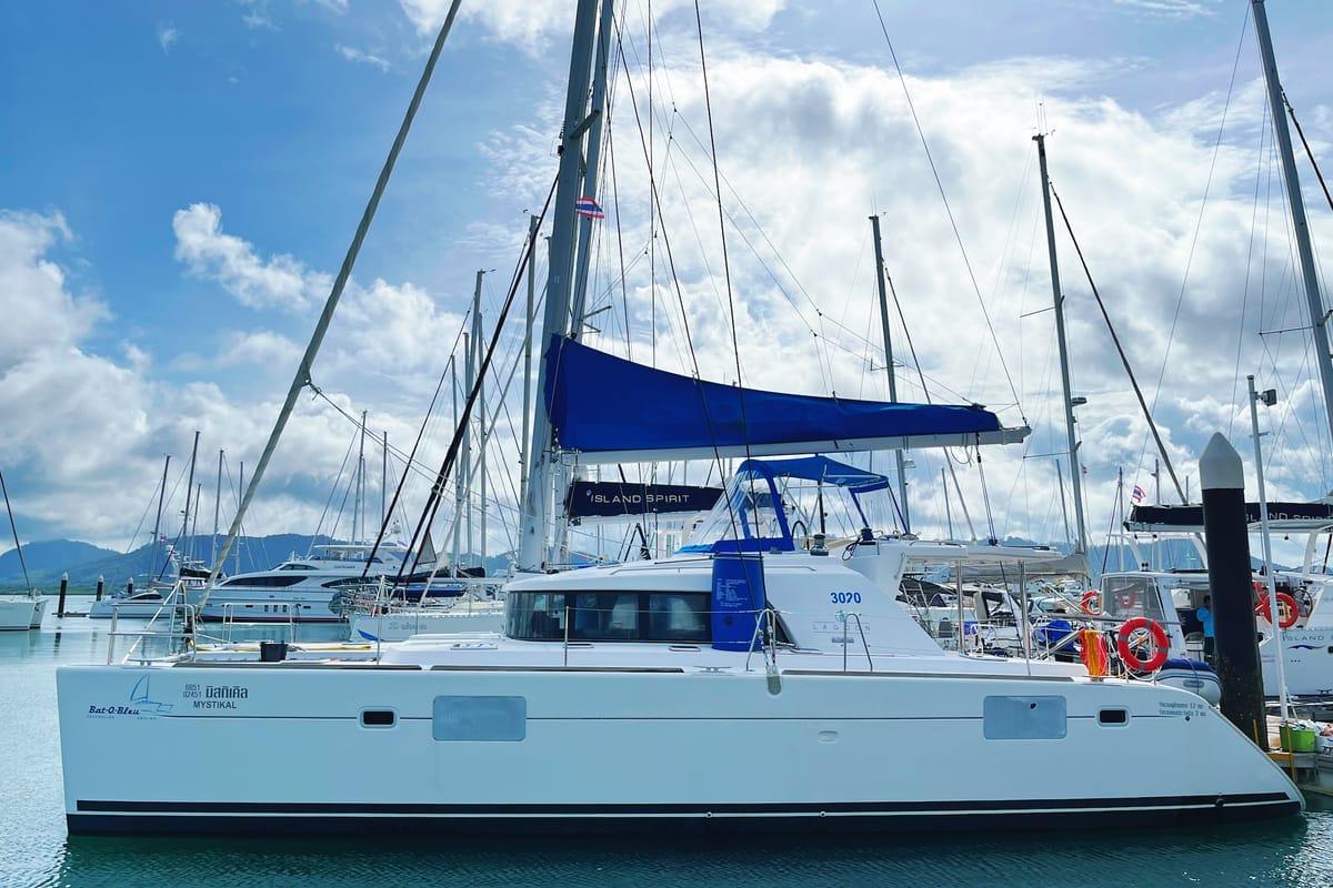 Exterior view of Mystikal, a Lagoon 440 catamaran at Baan Salak Phet, Thailand