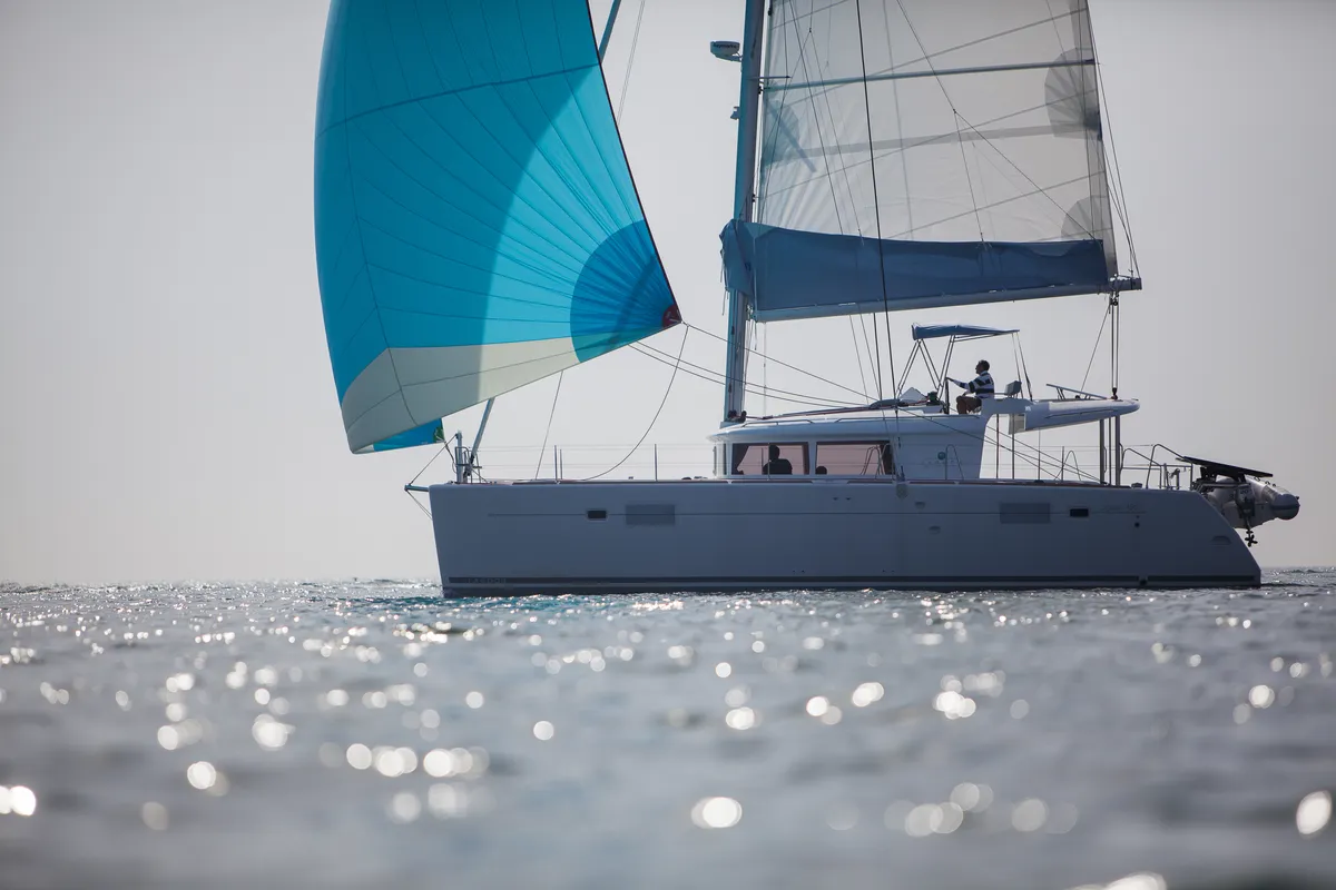 Exterior view of Lipopette, a Lagoon 450 catamaran at Propriano, France
