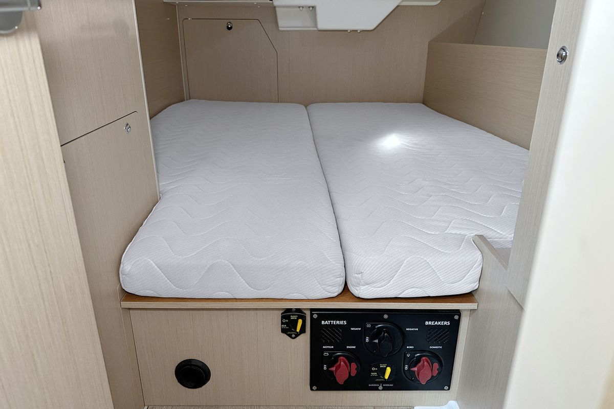 Cabin on Tena, a Beneteau Oceanis 38.1 sailboat at Punat, Croatia