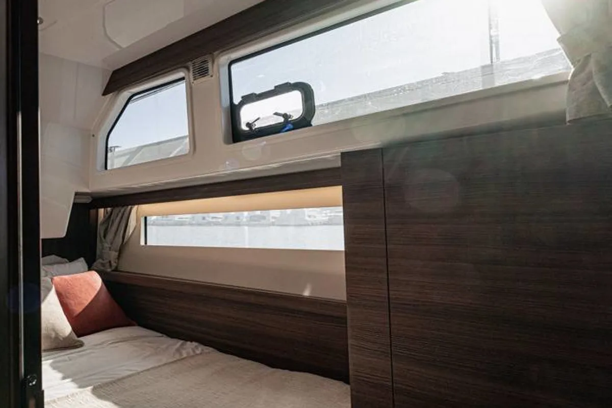 Cabin on Liberty, a Cygnet Liberty motorboat at Migennes, France