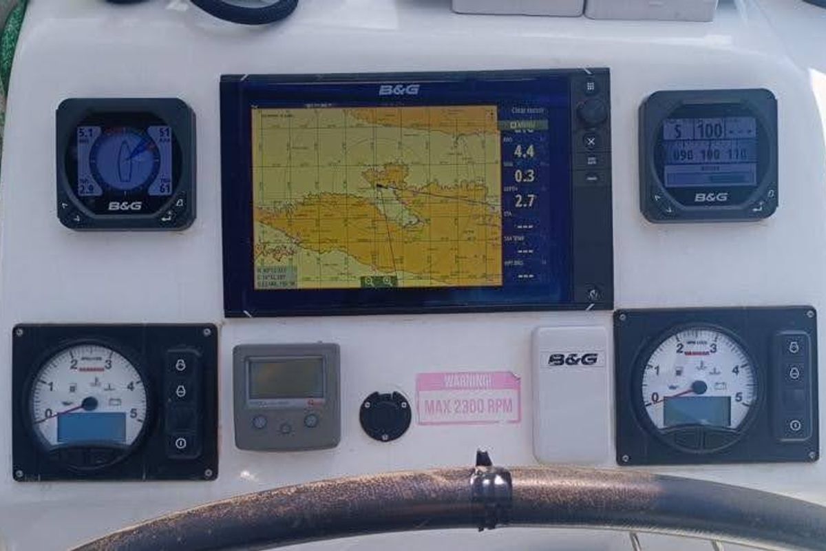 Cockpit of Nathalie, a Lagoon 450 S catamaran at Split, Croatia