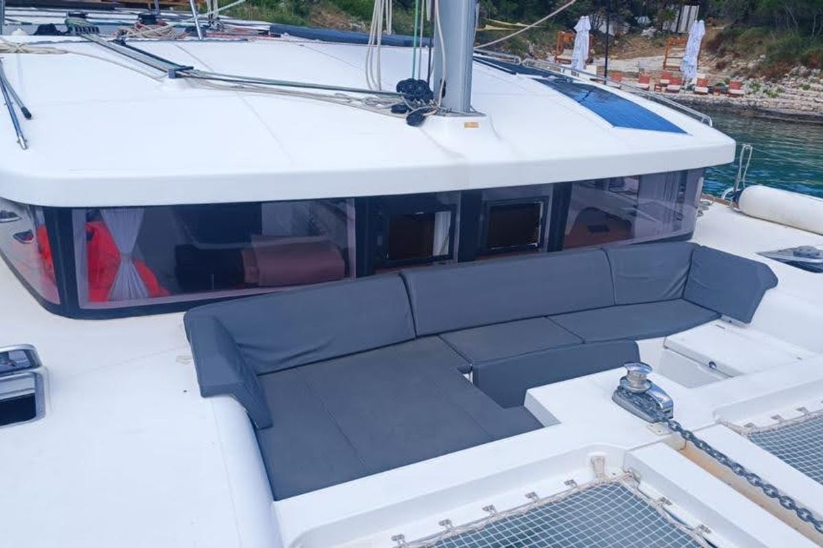 Deck of Nathalie, a Lagoon 450 S catamaran at Split, Croatia